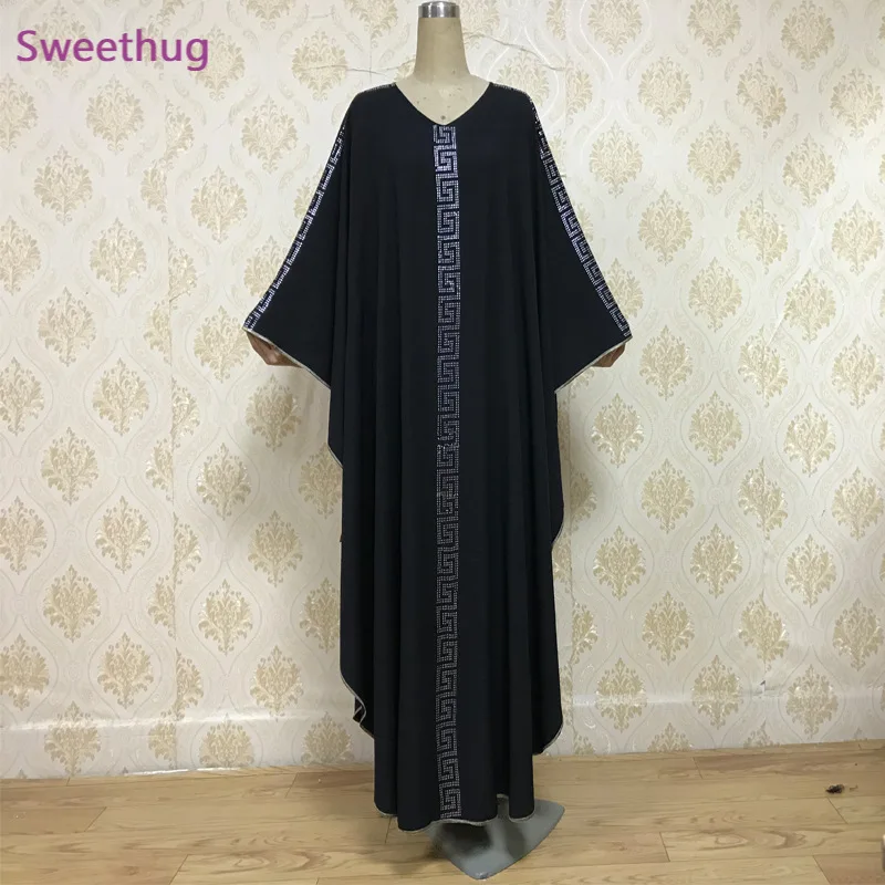ИД мусульманские платья абайя кафтан рамад женщины Дубай комплекты ювелирных изделий Стразы молитва одежды Кафтан длинный Халат арабских