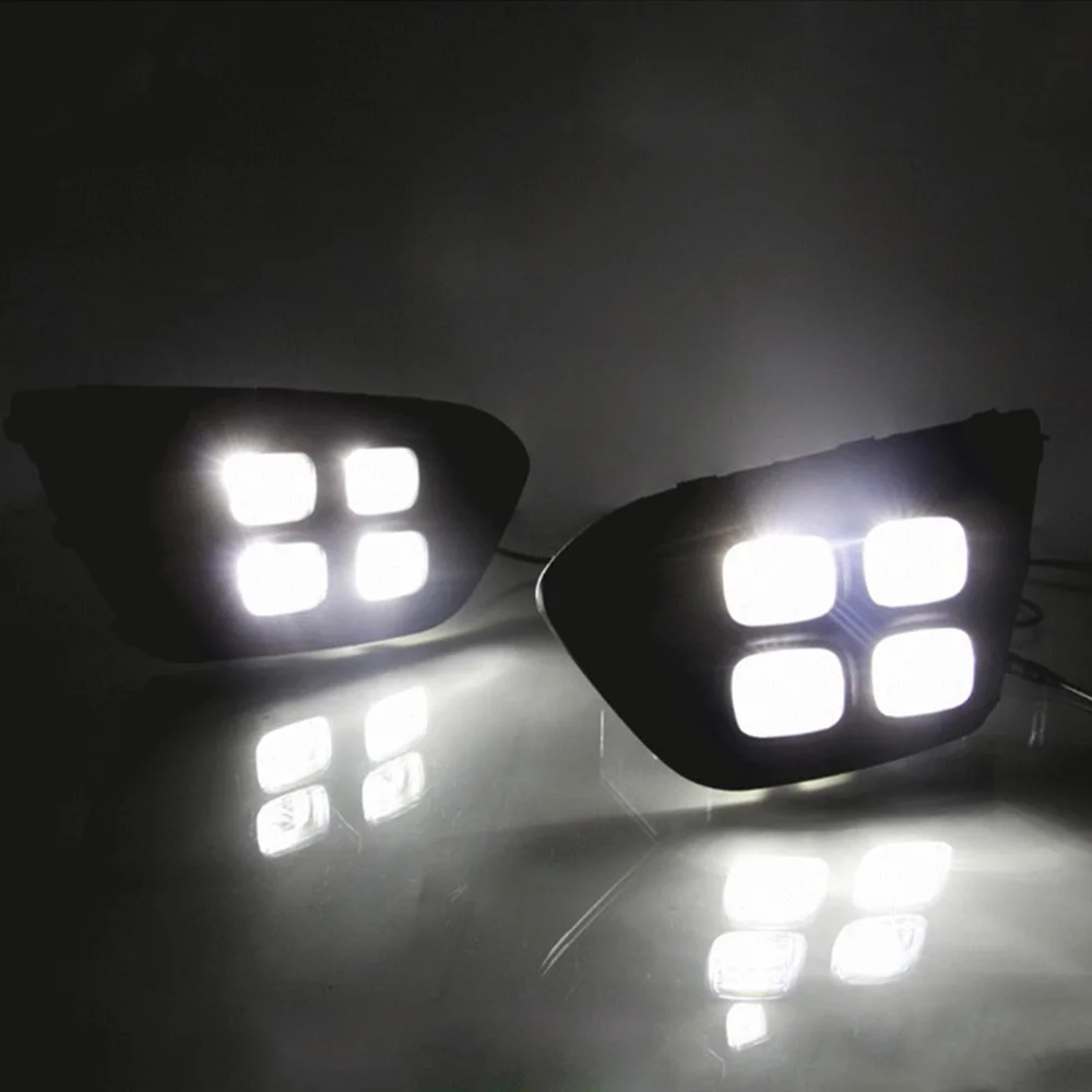 Car Flashing LED DRL For Kia Optima K5 2013 2014 2015 Fog lamp Cover Daytime Running Lights with turn yellow signal | Автомобили и