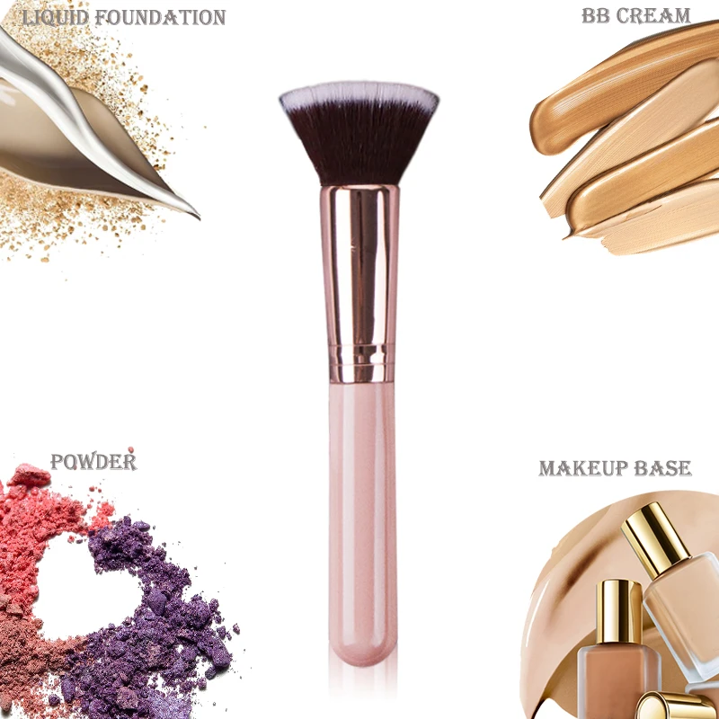 

Luxury Champagne Makeup Brushes Flat Top Foundation Brush Large Face Brush Repair brush contour brush for Liquid Cream Powder