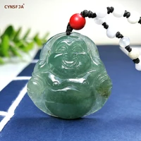 cynsfja real rare certified natural a grade burmese amulets buddha jade pendant ice green high quality hand carved best gifts