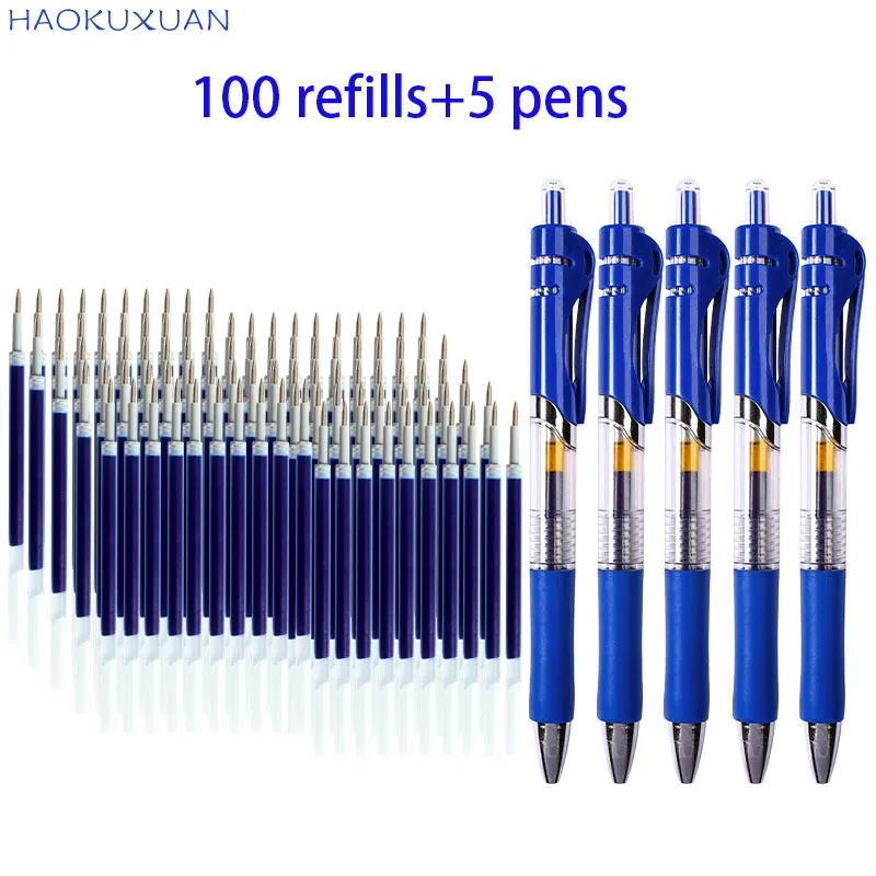

100 Pcs Press Pens Refill 0.5mm Bullet Head Neutral Water Pen Black Red Blue