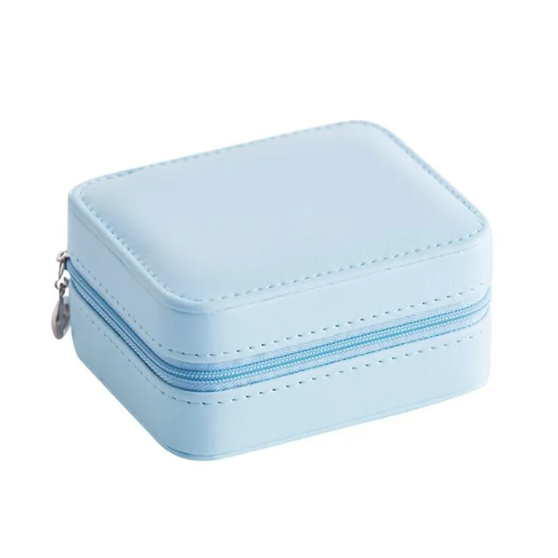 

New Jewelry Travel Portable Leather Storage Box With Mirror Fashion Ring Earrings Organizer Ear Studs Display Stand Holder Rack