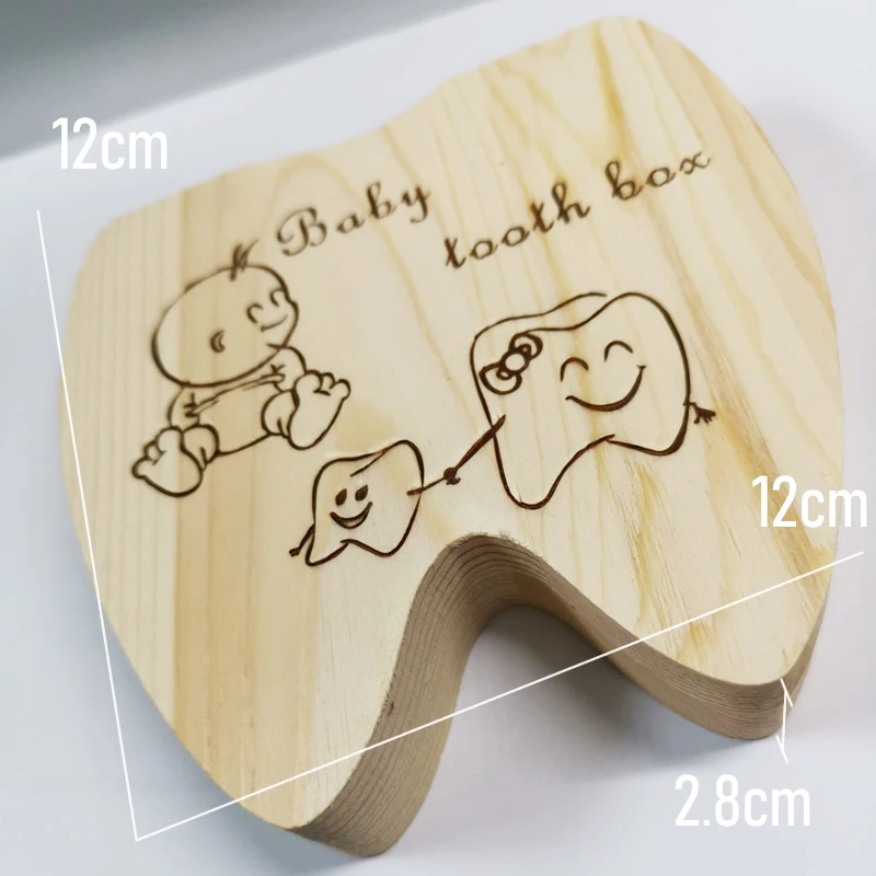 

Wooden Baby Tooth Box English /Spanish /Portuguese Milk Teeth Umbilical Organizer Storage Boys Girls Souvenir Case Baby Gifts