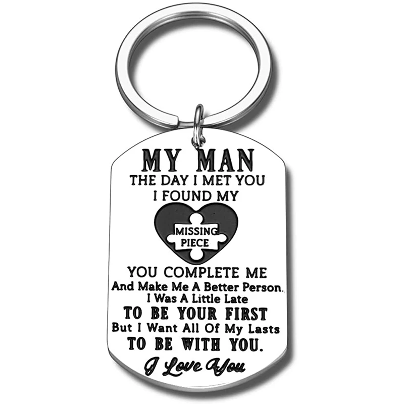 

Boyfriend Husband Keychain From Girlfriend Wife Key Ring Men Key Chain Valentine Day Gifts for Hubby Fiance Anniversary Present