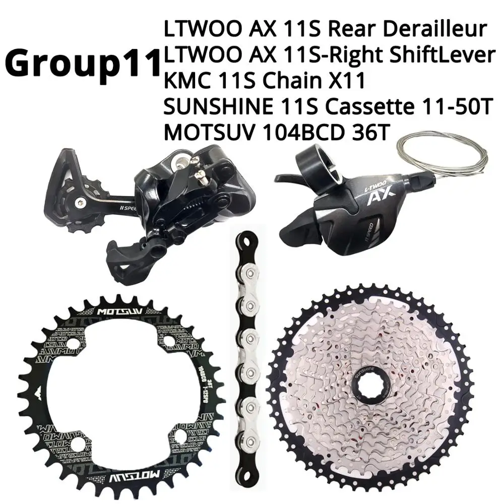 104BCD-36T 11-50T LTWOO AX 1X11S 11 S 11 speed Groupset рычаг переключения передач задний переключатель KMC X11 SUNSHINE Cassette 46T 50T 52T MOTSUV Chainring 32-38T - Цвет: 104BCD-36T 11-50T
