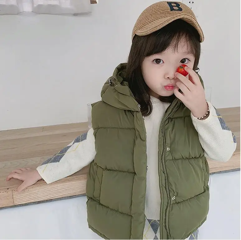 Зимние Утепленные хлопковые Жилеты с капюшоном в японском стиле для девочек 5