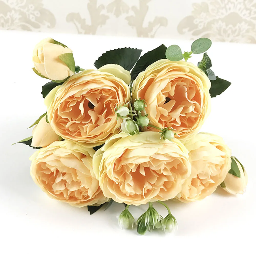 

Beautiful Rose Peony Artificial Silk Flowers Small bouquet flores Home Party Spring Wedding Decoration Fake Flower Decoration