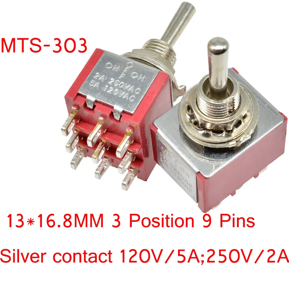 MTS-303 Мини Автомобильный переключатель выключатель с фиксацией MTS-302/303/402/403/123/223 SPDT DPDT MTS302 ВКЛ-ВЫКЛ-на 120VAC 125VAC 5A 250VAC 2A - Цвет: MTS-303