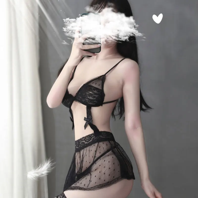 

Women Black Sexy Lace Sling Lingerie Babydoll Erotic Nightwear Underwear See-through Sexy Sleepwear