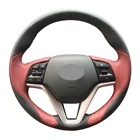 Прошитый вручную черный винный красный кожаный Противоскользящий чехол рулевого колеса автомобиля для Hyundai Tucson 3 2015 2016 2017 2018 2019