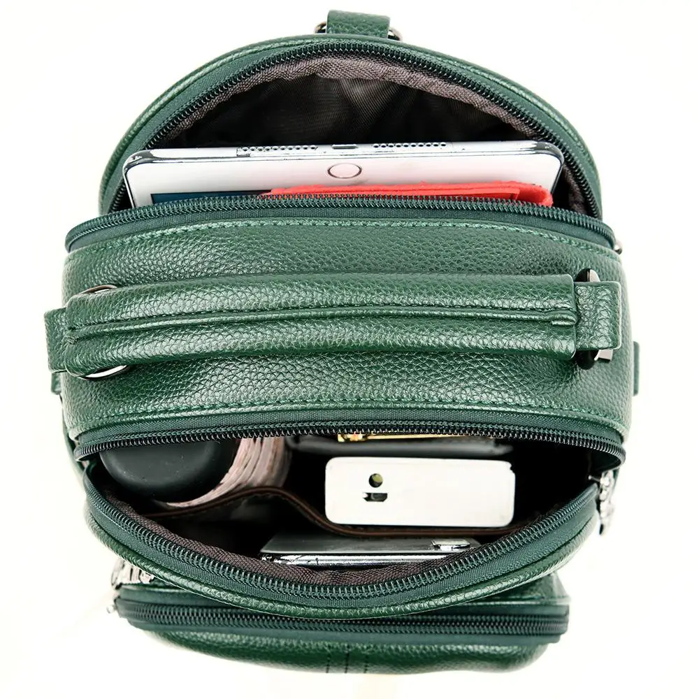 

Mini Backpack Women Pu Leather Shoulder Bag Bagpack Multifunction Ladies Small Crossbody Bag Solid Color Female Travel Back Bag