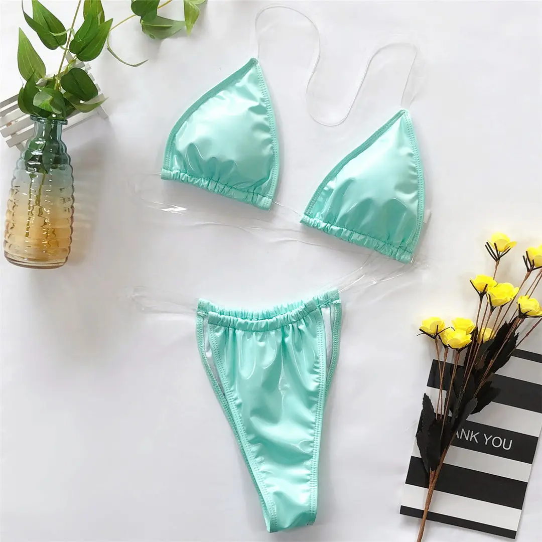 PU Sky Blue 12 цветов, бикини, микро Купальник для женщин,, женская одежда для плавания, комплект бикини из двух частей, купальный костюм, одежда для плавания V1342G - Цвет: PU Sky Blue