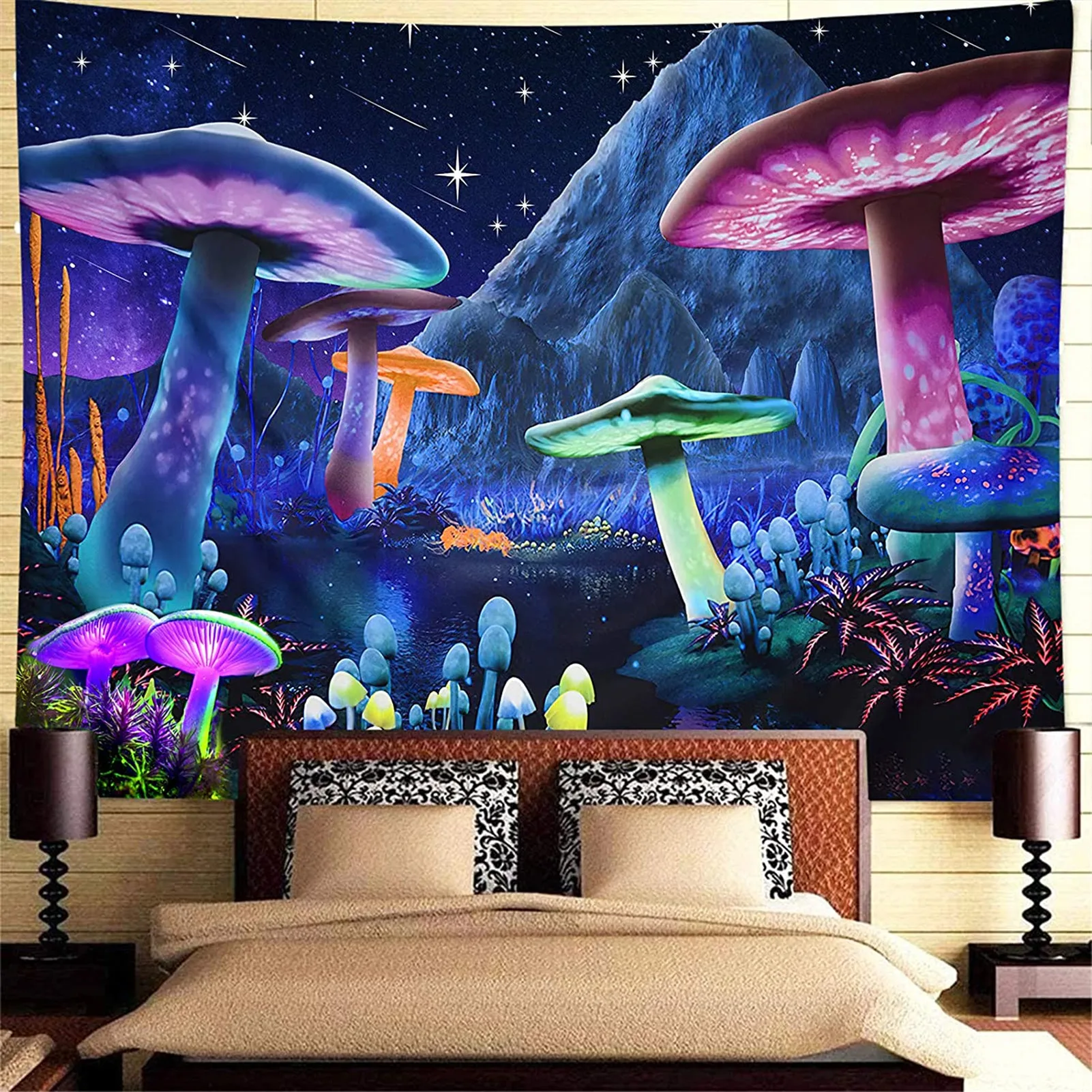 

Psychedelic Mushroom Tapestry Wall Art Fantasy Plant Tapestries Background Cloth Background Wall Decoration Cloth Mural