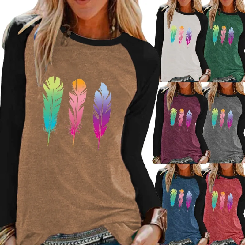 

Женская Осенняя Повседневная рубашка с круглым вырезом и длинным рукавом