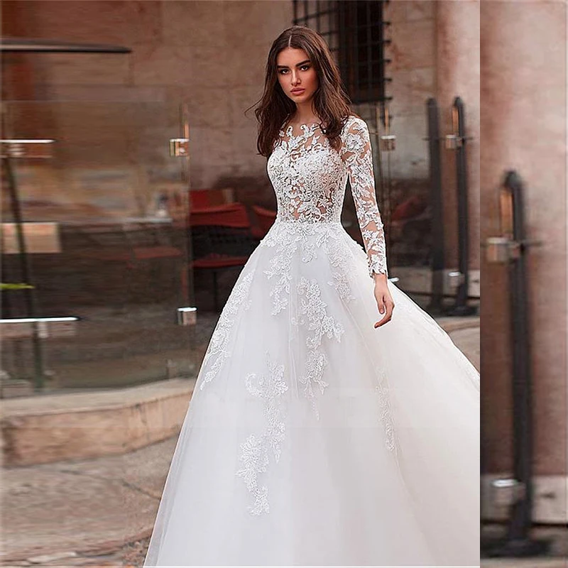 Elegant Wedding Dresses Mermaid O-Neck Tank Sleeveless Tulle Floor-length Appliques Beaded Bridal Gowns Vestido De Casamento