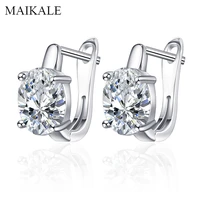 maikale simple gold silver color stud earrings inlay round cubic zirconia beads cz small earrings for women party jewelry gifts