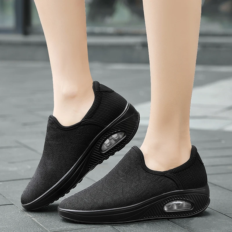 

Женские кроссовки для бега, комплект с воздушной подушкой, обувь-качалка для ног, легкие кроссовки для бега, кожа на каблуке