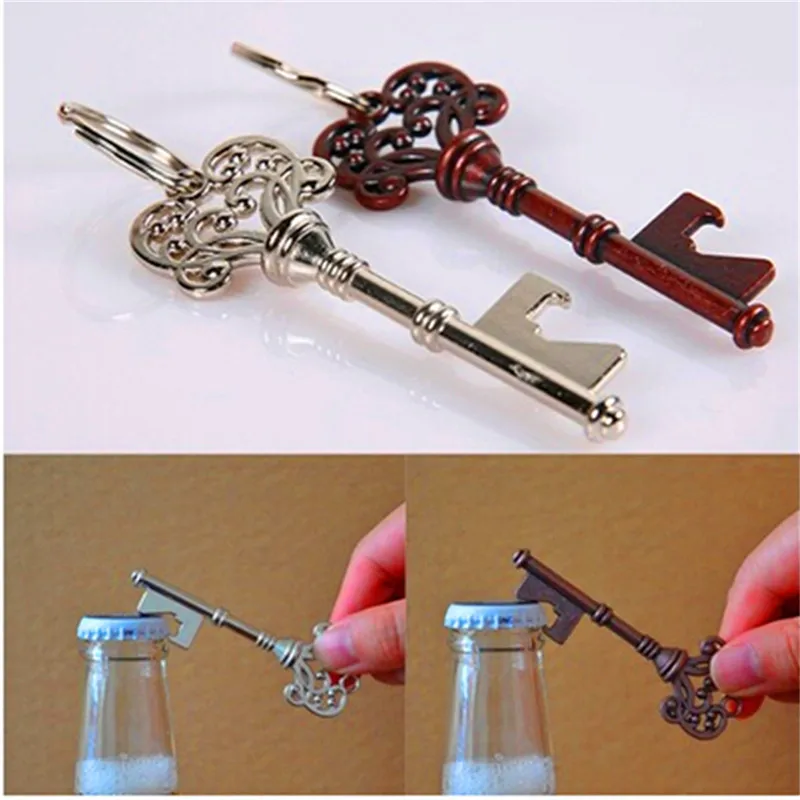 

Key Shaped Bottle Opener Keychain Shaped Zinc Alloy Copper Silver Color Key Ring Beer Bottle Opener Unique Creative Gift
