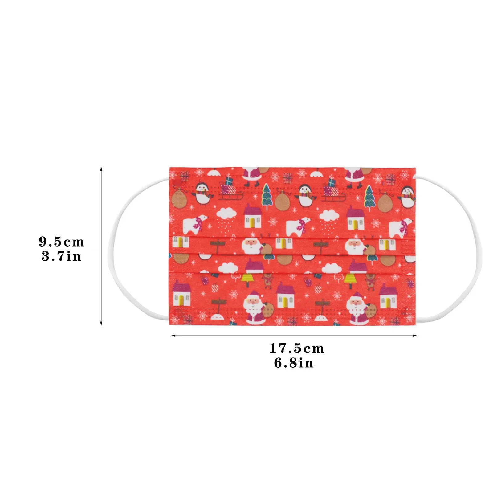 Маска для лица Новогодняя одноразовая из нетканого материала с 3-слойным