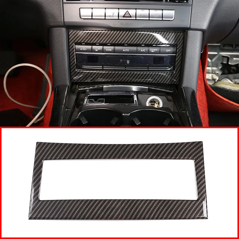 

For Mercedes Benz E Class W212 2014-2015 ABS chrome Carbon fiber pattern Car Air conditioning button frame Car Accessories 1 Pcs