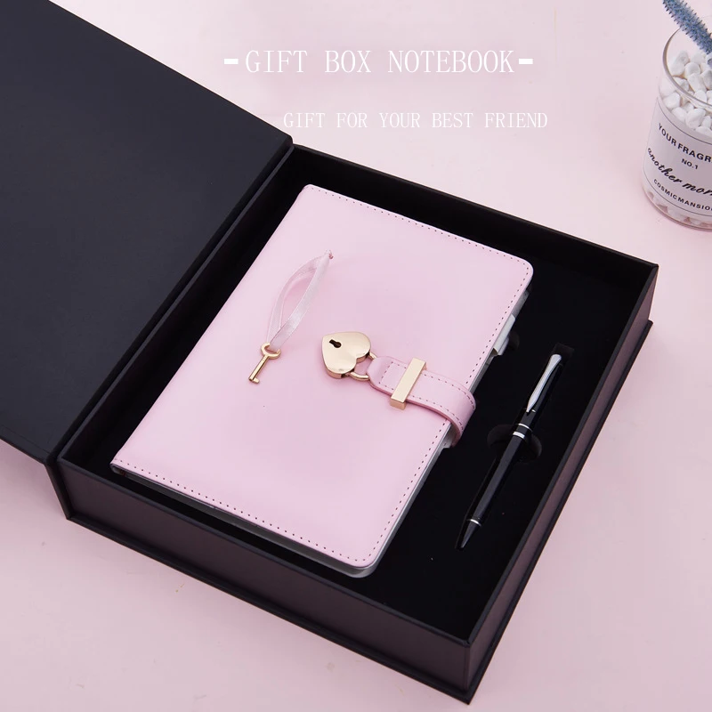 2021 New A5 Girl Powder Fashion Simple Pure Color Heart Lock Calendar Notebook Essential Gift Stationery For Friends And Lovers |