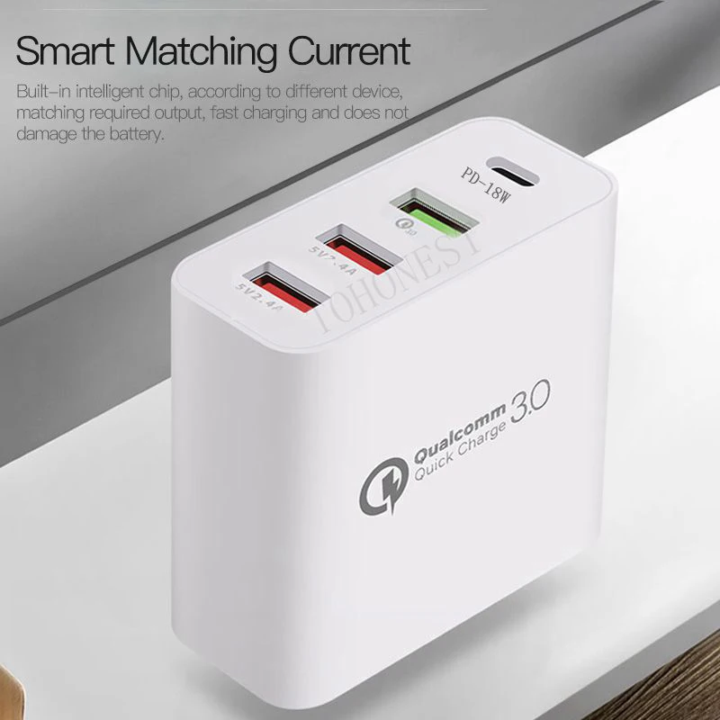 48 Вт QC 3,0 быстрое зарядное устройство 3,0 PD type C USB зарядное устройство для samsung iPhone huawei планшет быстрое настенное зарядное устройство США ЕС Великобритания AU переходник