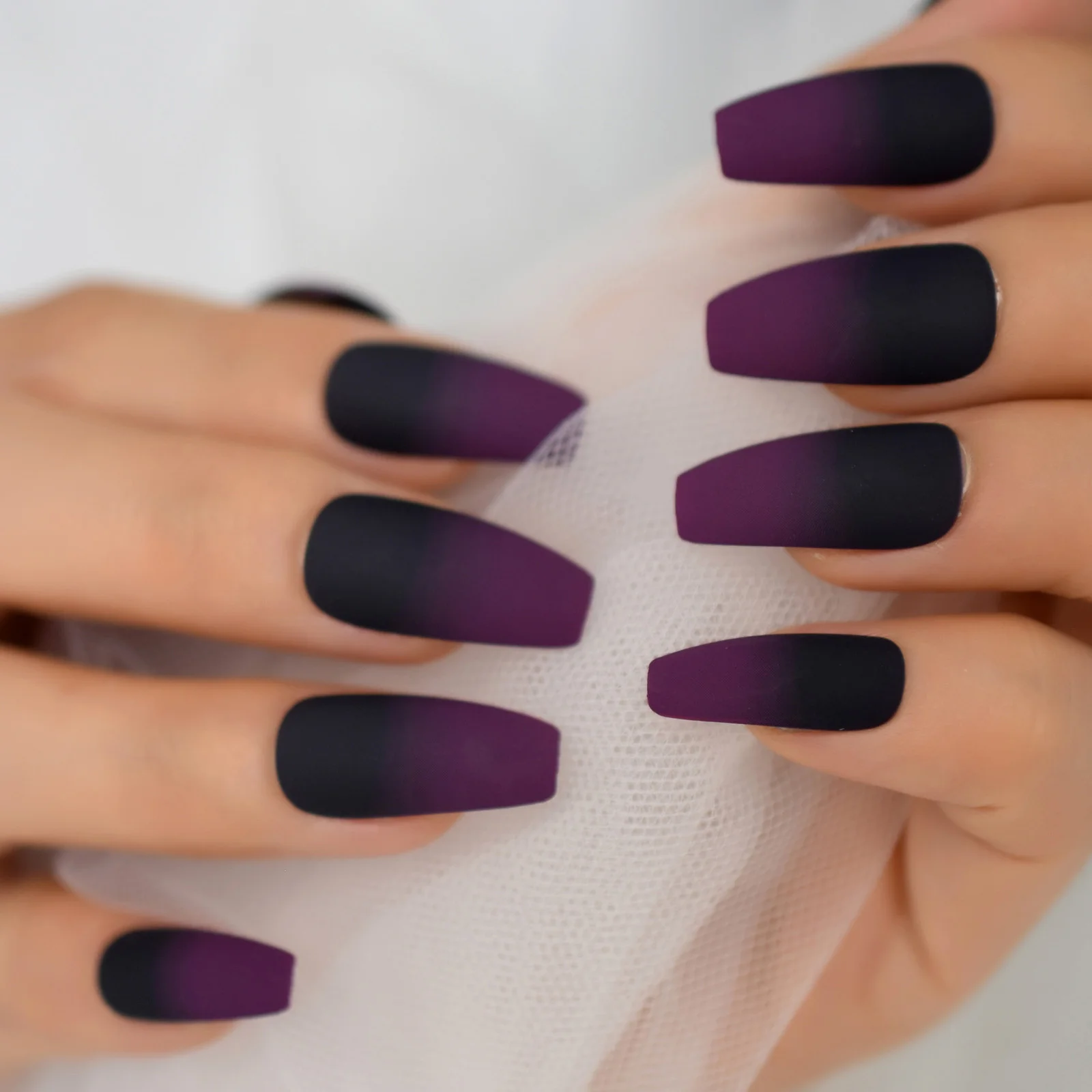 

Matte Nail Tips Fadeing Purple To Dark Medium Coffin Nail Art Fingernail Tips Party Nails Supplies For Professionals Wholesale