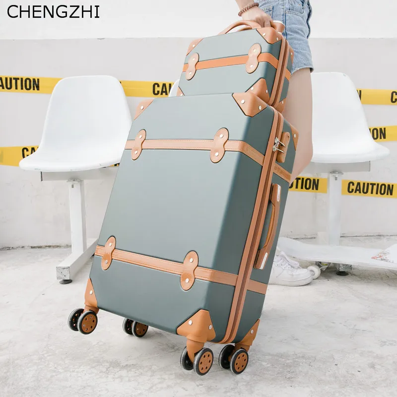 CHENGZHI 2" 22" 2" 26 дюймов корейский Ретро девушки на колёсиках Spinner ABS студентов Дорожный чемодан наборы женщин пароль чемодан