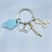 doctor nurse keychain medical tool stethoscope syringe face mask key ring nurse medical student gift keychain souvenir