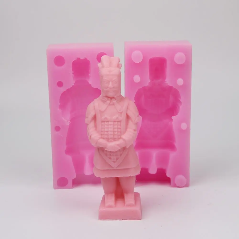 3D стоя терракотовый воин силиконовые помадные формы в китайском стиле ручной