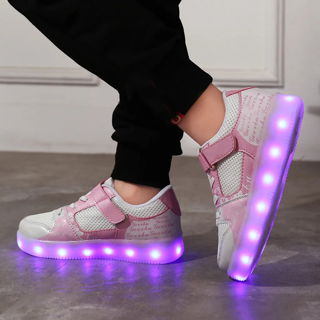 2020 Детская Обувь перезаряжаемая светильник Нескользящая дышащая повседневные
