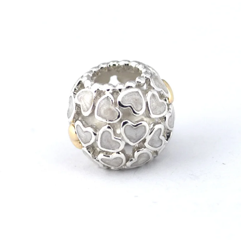 

Abundance of Love Golden Shine Heart Beads for Silver 925 Original Charms Bracelets Women Fine Silver Beads for Jewelry Making