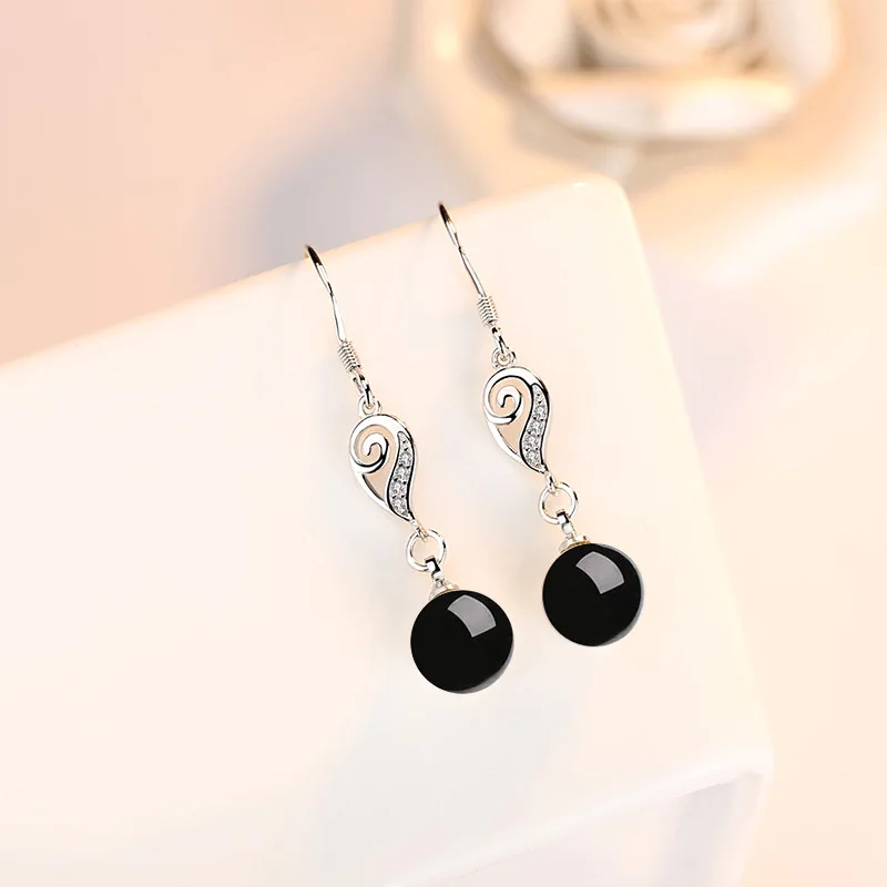 925 серебро Нефритовая серьга натуральный зеленый халцедон Агат модные