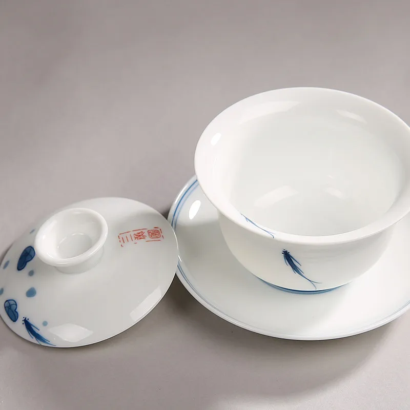 Цзиндэчжэнь керамический гайвань большая емкость сине белая фарфоровая кружка