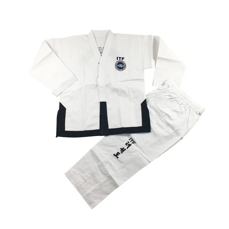 Стандартная Униформа ITF Taekwondo Dobok для мастер ассистента изысканная вышивка костюм