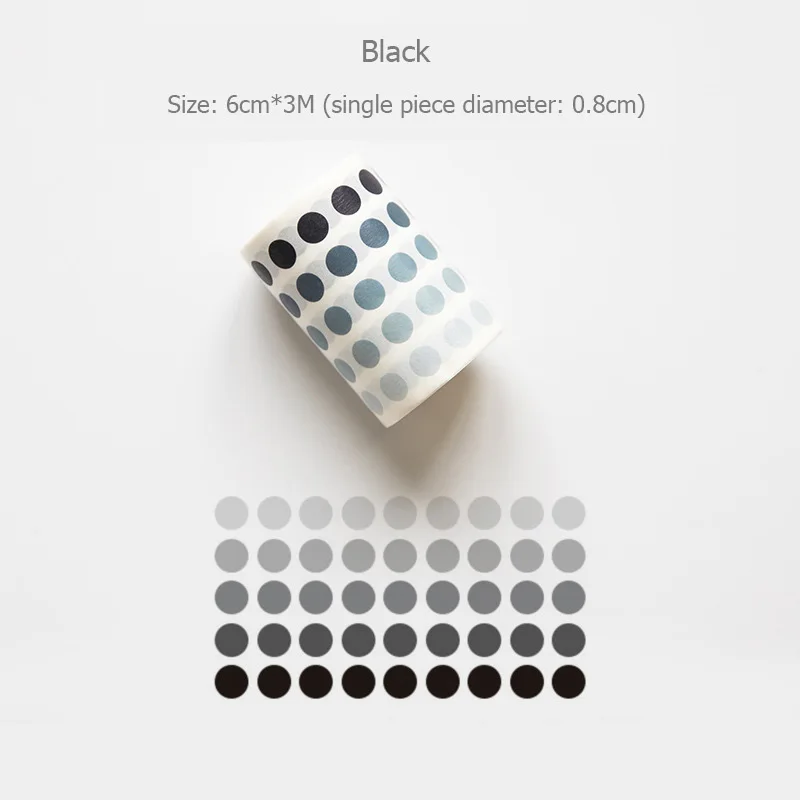 Black 1 предмет красочная лента washi круглая форма искусства журнал украшения Скрапбукинг малярный скотч для празднования свадьбы/дня рождения/Журнал Декор - Цвет: Black