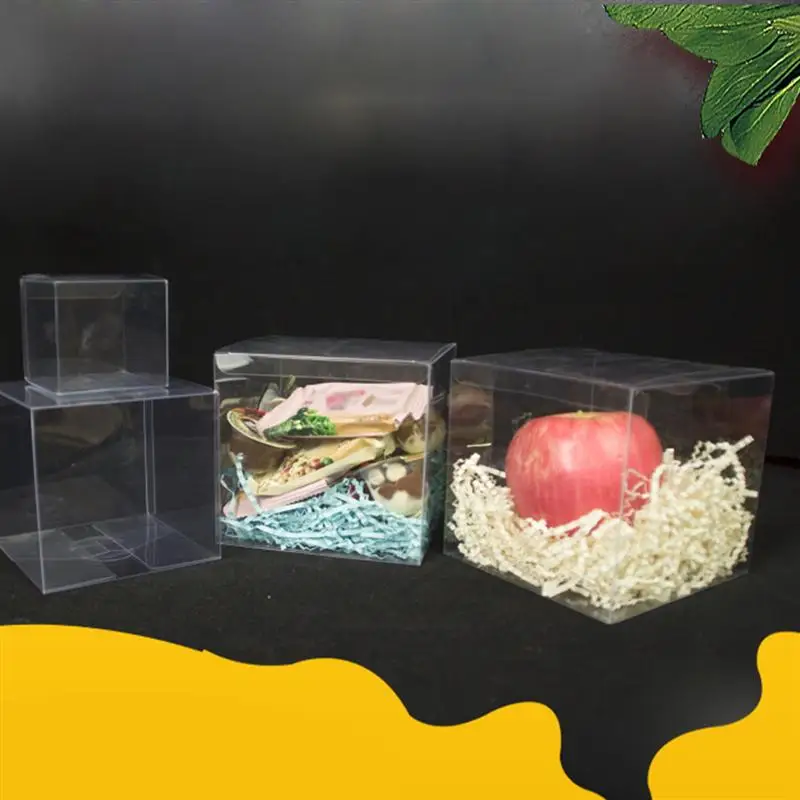 10pcs 8x8x8cm PVC Clear Plastic Packaging Box Transparent Candy Gift Apple Bakery Cake Wedding Birthday Party Favors | Дом и сад
