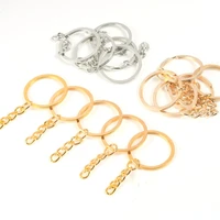 5pcslot key rings with chains 3 colors plated round split keychain keyrings jewelry making supplies