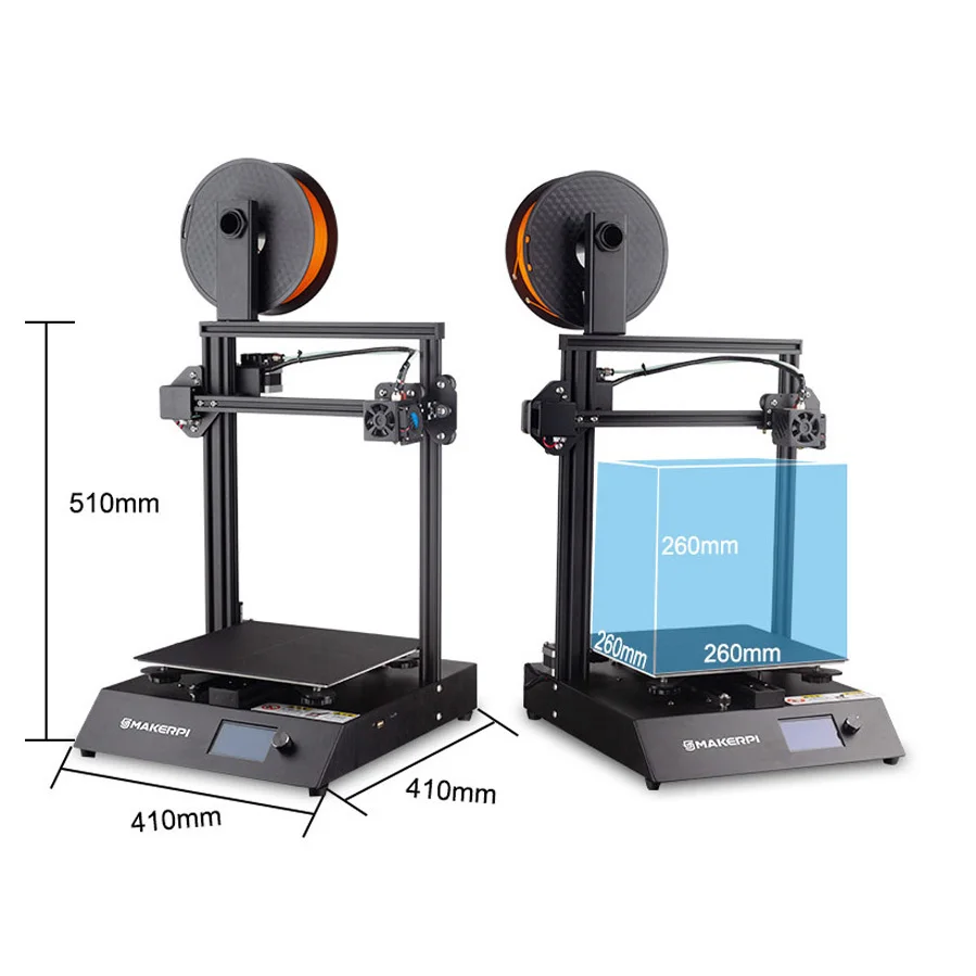 Verkauf MakerPi P2 Metall Basis Schnelle Heizung Aluminium Bett 3D Drucker Diy Kits Mit MK8 Extruder Drucken 1,75mm TPU PETG ABS PLA Filament