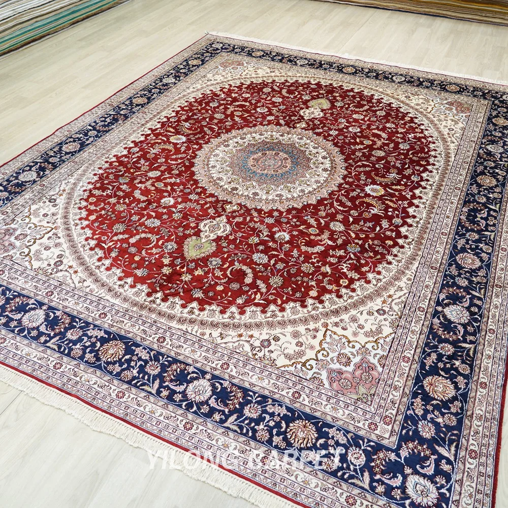 8 'x 10' роскошный красный медделион украшение для дома персидский ручной
