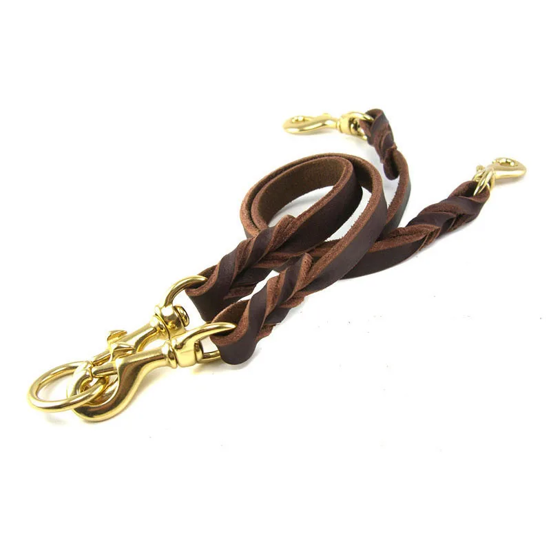 Не запутывается двойная сцепка для поводков собак съемный из натуральной кожи