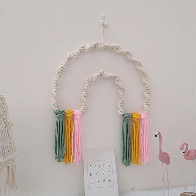 

Cute Hand-Woven Rainbow Hanging Ornaments Photo Props Bedroom Pendant Art Wall