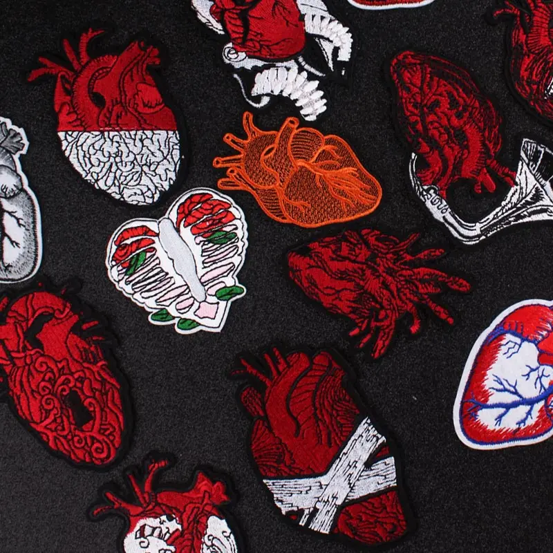 DIY Heart Patch Punk Patches Embroidered For Clothing Red Cool Stickers Clothes Stripe Badge Iron On Accessory | Дом и сад