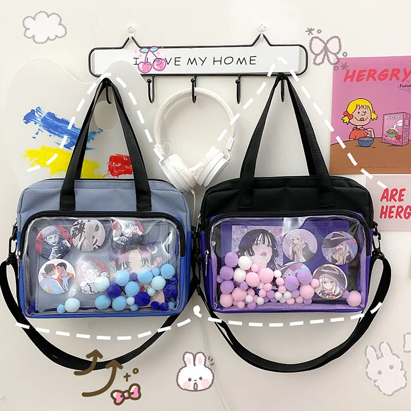 

Japanese Harajuku Academy cute jk uniform bag transparent badge girl cartoon animation two-dimensional slung pain bag.