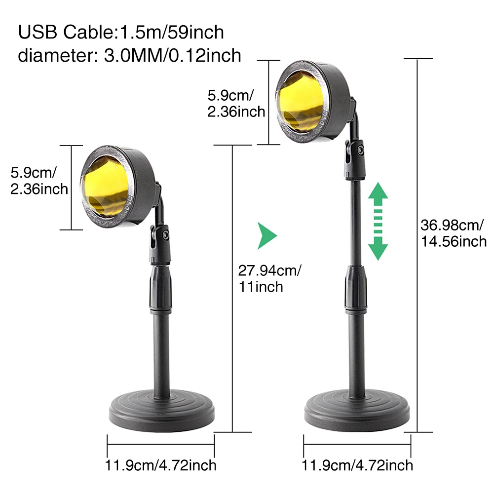 

Multifunctional Bar Gift Sunset Projection LED Light 90 Degree Rotation With USB Adjustable Sunset Projection Lamp