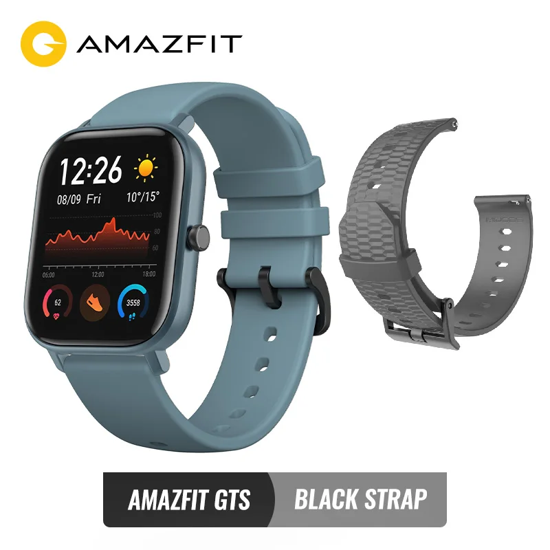 Blue and black St Предпродажа Amazfit GTS Глобальная версия Умные часы SmartWatch GPS Бег Спорт ЧСС 5ATM Водонепроницаемый браслет AMOLED Amazfit - Цвет: Blue and black St