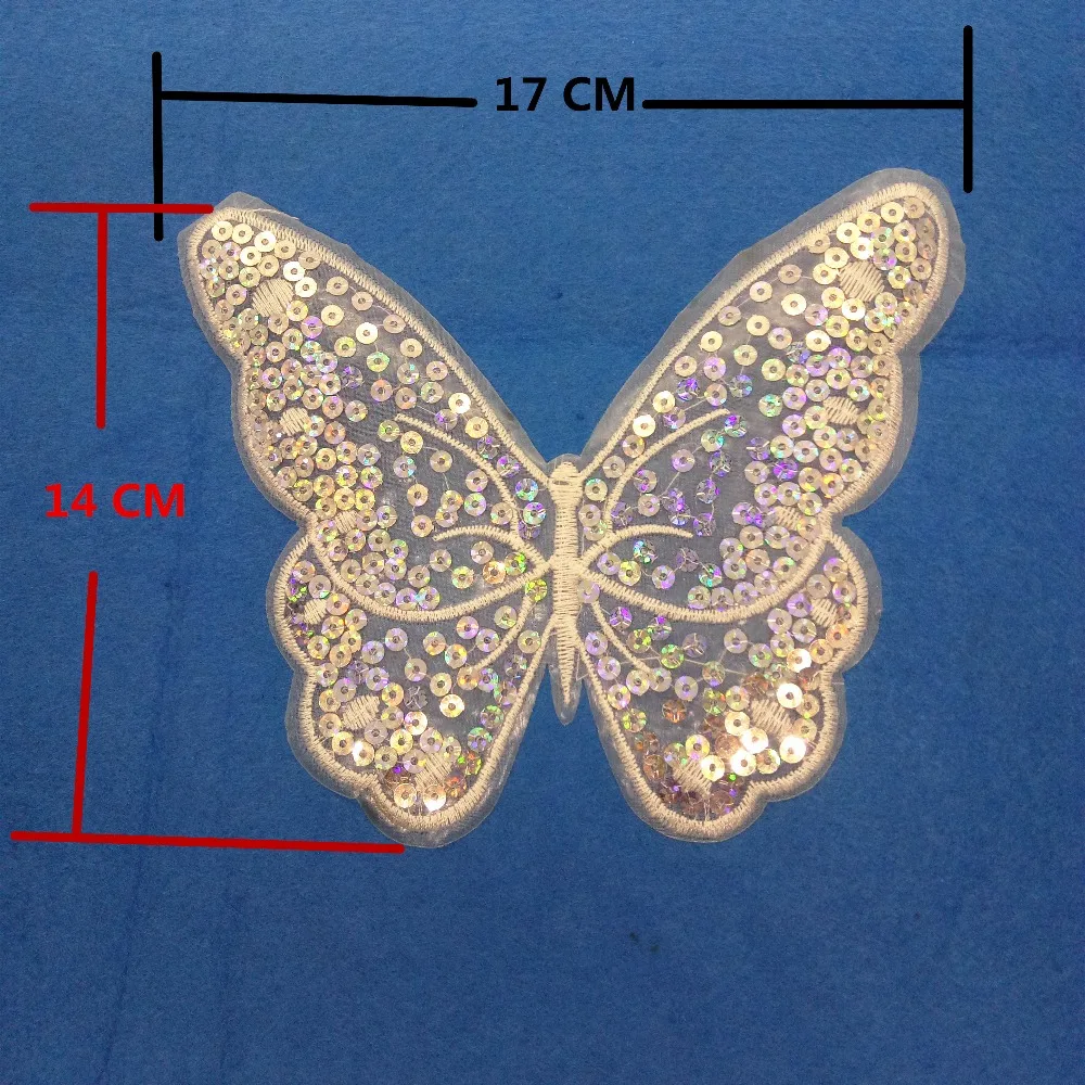 Большая вышитая бабочка с блестками sizeLACE задней клейкой кружевной аппликацией