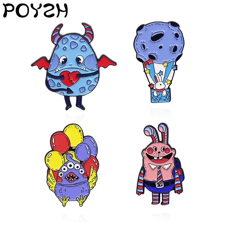 Длинная эмалированная брошь в виде кролика Яйца динозавра многоглазная птица