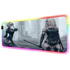 Коврик для мыши NieR Automata Sexy Girl RGB, игровой коврик для клавиатуры и мыши, большой компьютерный коврик для мыши, игровой коврик с подсветкой XXL, Настольный коврик