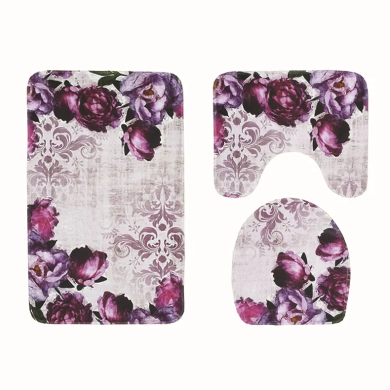 3 шт./компл. Набор ковриков для ванной фланелевый Противоскользящий кухонный